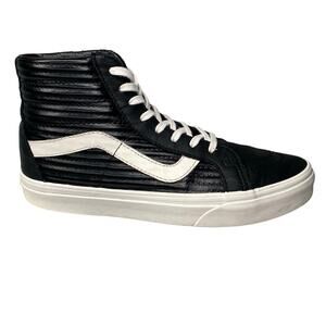 VANS Sk8-Hi Shoe Sz 6W 7.5M Black Leather Padded Collar Ankle Support